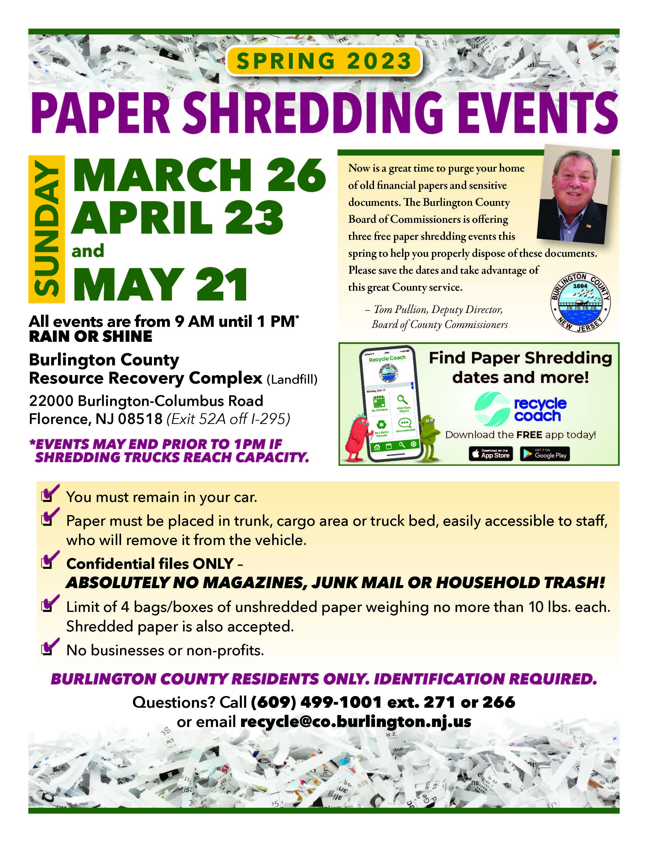 Spring 2023 Paper Shredding Events Eastampton New Jersey