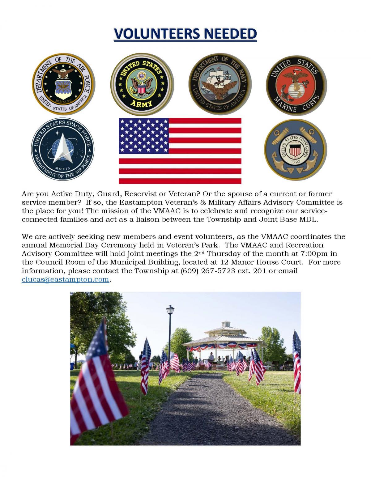 Veteran's & Military Affairs Advisory Committee Volunteer Flyer